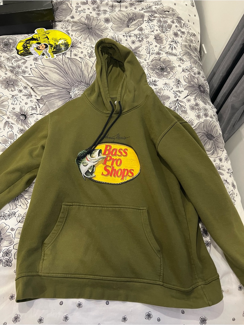 Bass Pro Shops Olive Green Hooded Pullover with Logo Patch